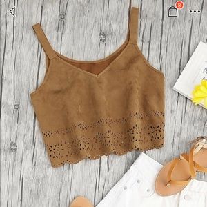 Scallop Cut Suede Top